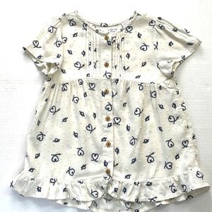 Zara Baby Cream Heart Blouse, Size 4-5 Years